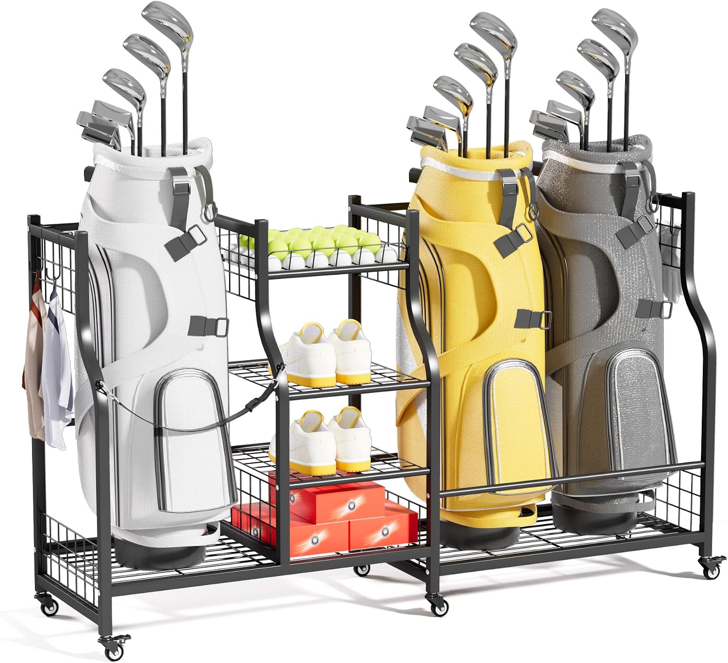 Sports Equipment Garage Organizer - ชั้นวางถุงกอล์ฟแบบแขวนผนัง สำหรับจัดเก็บอุปกรณ์กอล์ฟ แข็งแรง ทนทาน เหมาะสำหรับใช้ในโรงรถ หรือโชว์อุปกรณ์กีฬา
