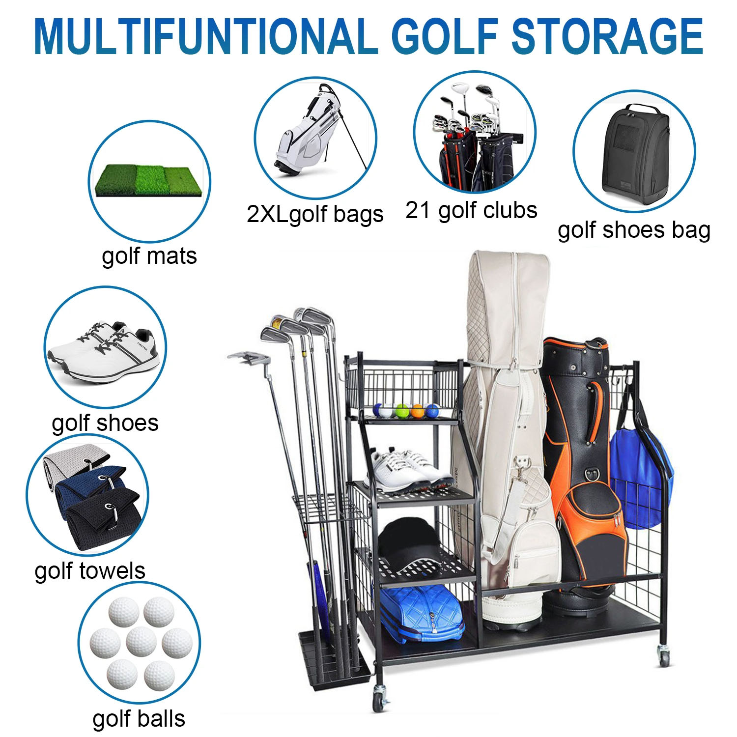 ถุงกอล์ฟจัดเก็บโรงรถออแกไนเซอร - Sports Equipment Garage Organizer บทวิจารณ์และราคา