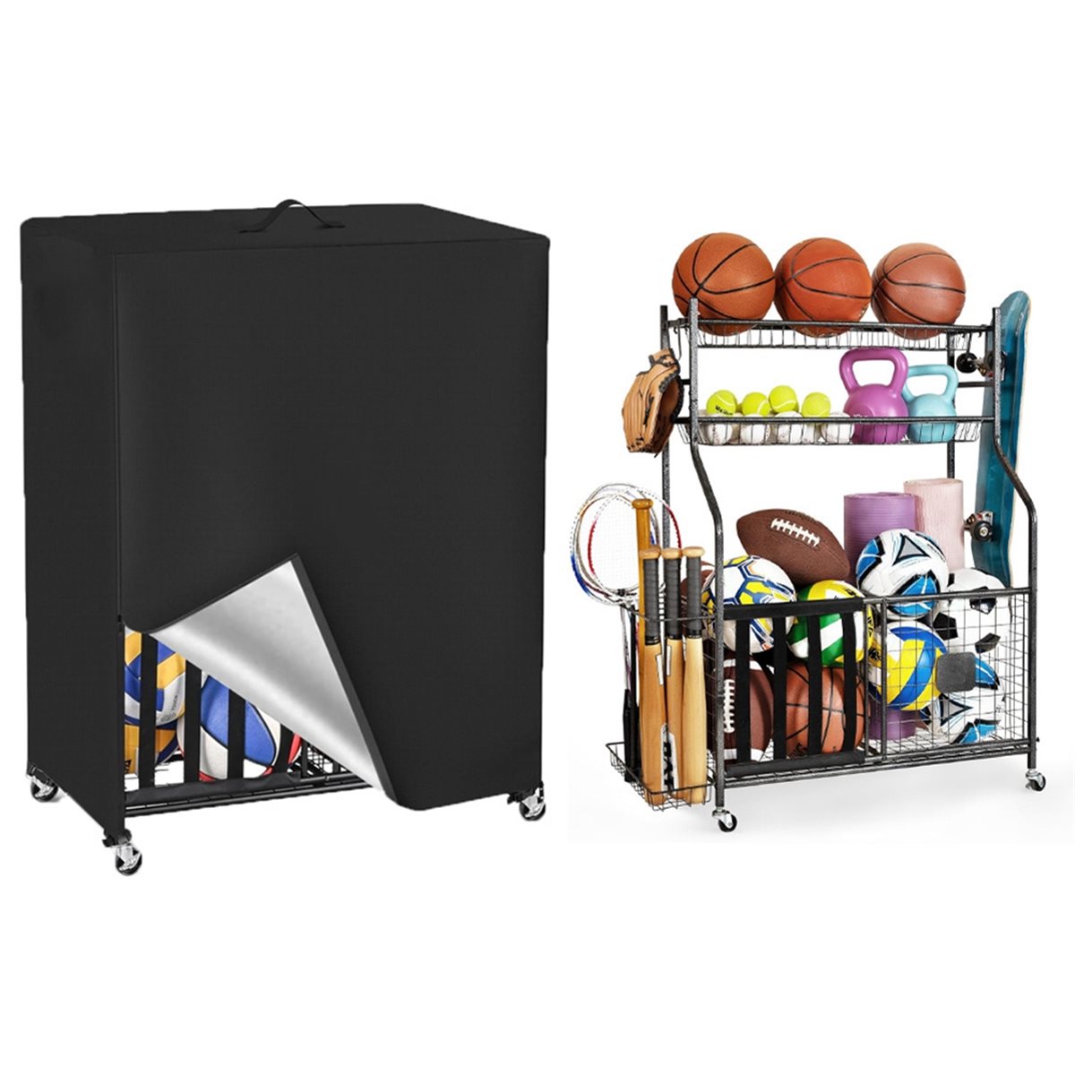 ผ้าคลุมแร็คบาสเก็ตบอล ผ้าคลุมอ - Sports Equipment Garage Organizer บทวิจารณ์และราคา