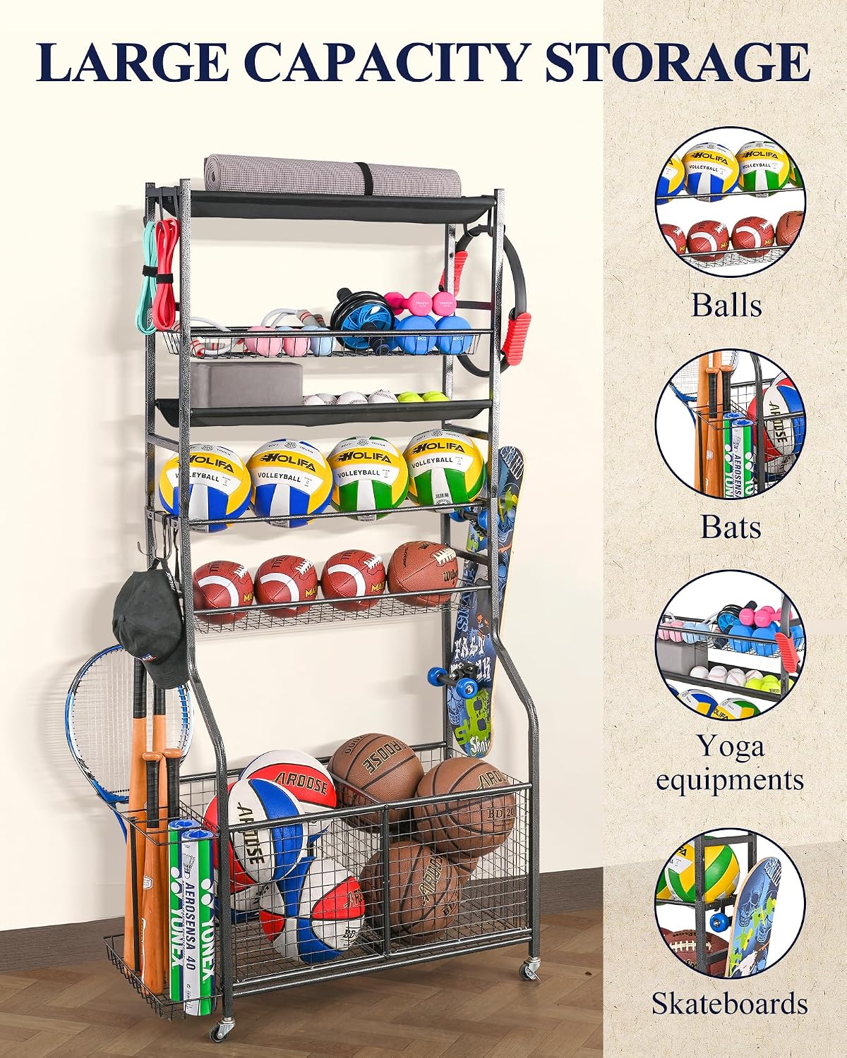 ที่จัดเก็บอุปกรณ์กีฬาในโรงรถ,  - Sports Equipment Garage Organizer บทวิจารณ์และราคา